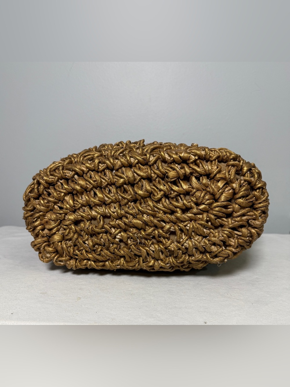 Capelli Straworld Gold Woven Top Bead-Handle Tote Bag Vintage - Picture 7 of 16